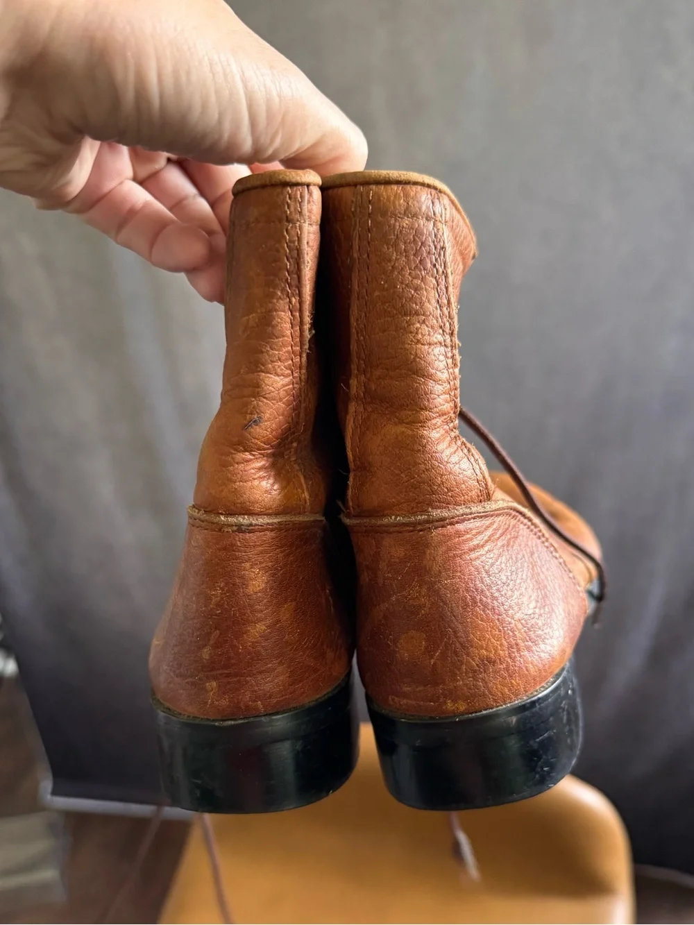 Vintage Justin Boots Tan Leather Chukka Boots with Kiltie Fringe